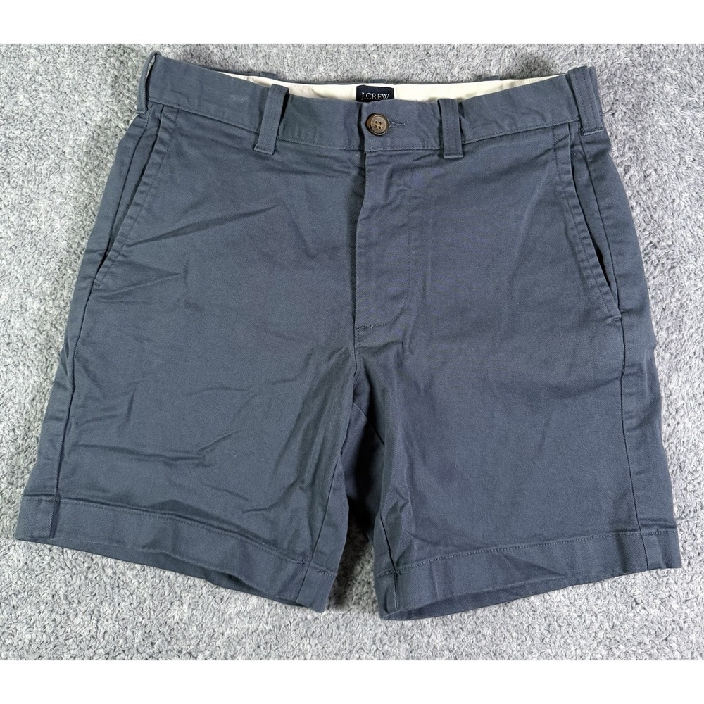 J.Crew Mens 7" Flex Chino Shorts Cotton Blend Blue Size 28 Stretch (L0923)